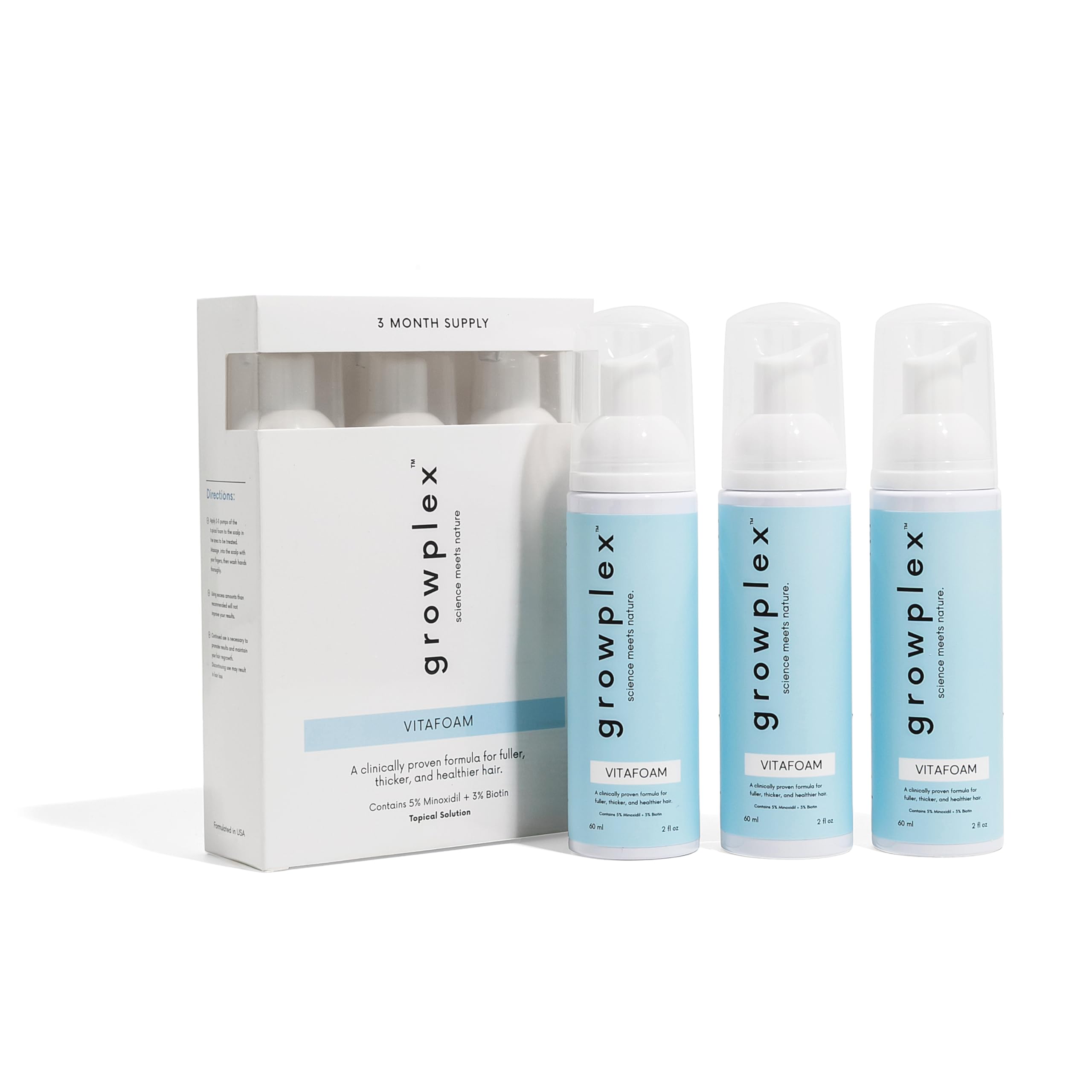 Amazon.com : GROWPLEX Vitafoam 5% Minoxidil Foam for Men & Women