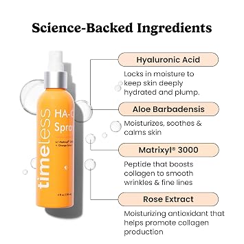 Timeless HA Matrixyl 3000 Orange Face Spray with Aloe, 4 fl oz