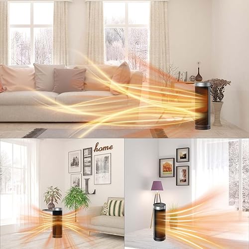 Miniatura 5 de Calentador de espacio de cerámica, calentador portátil para interiores con control remoto, tres modos de calefacción, protección contra