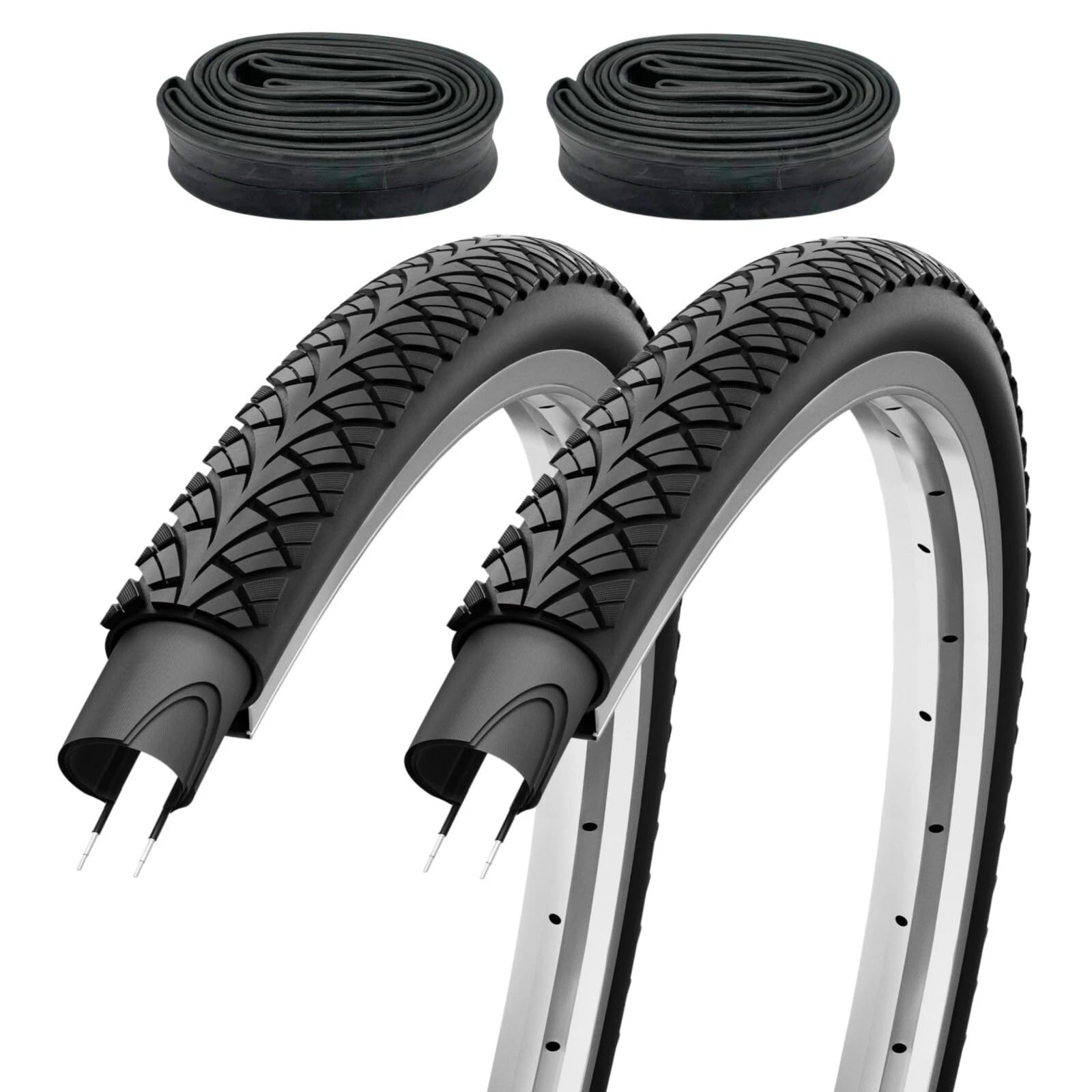 2er Set Fahrradreifen 28x1,40 Zoll 37-622 700x35c wählbar mit Schläuchen Autoventil Fahrradventil französisches Ventil – Trekkingreifen Allround für Citybike Trekkingrad Tourenrad