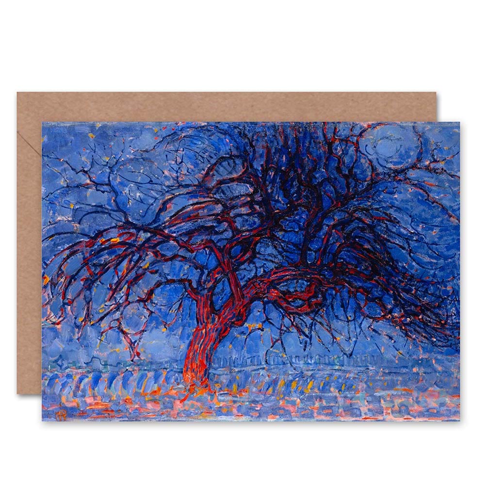 Wee Blue Coo PIET MONDRIAN 1908 EVENING RED TREE PAINTING ART GREETINGS CARD