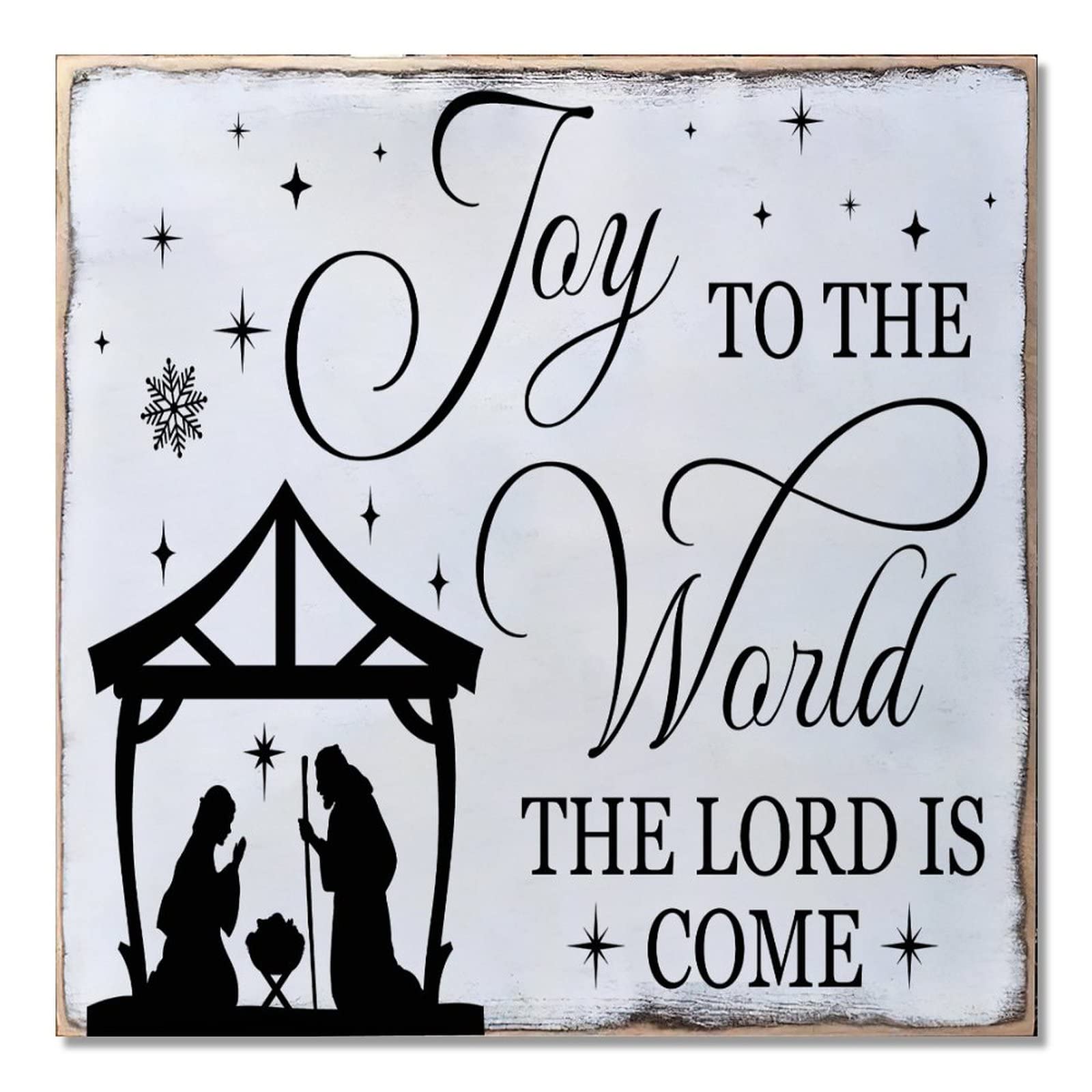 Décoration murale Joy to The World cadeau de Noël idéal en bois vintage pour la maison