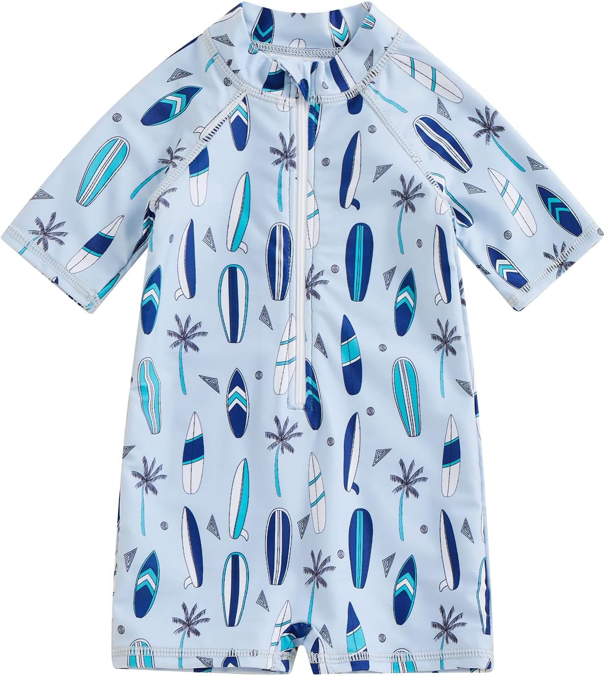 BemeUSWTBaby Boy Swimming Costume Baby Swimsuit 3 6 12 18 Months Infant Toddler Boys Swimwear Rash Guard Zipper One Piece Short Sleeve Beach Bathing Suits Wetsuit