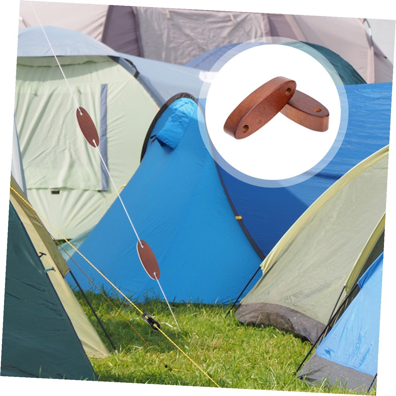 YARNOW 2pcs Camping Tent Accessories of Wooden Buckles for Rope Tensioner Clothesline Tensioner