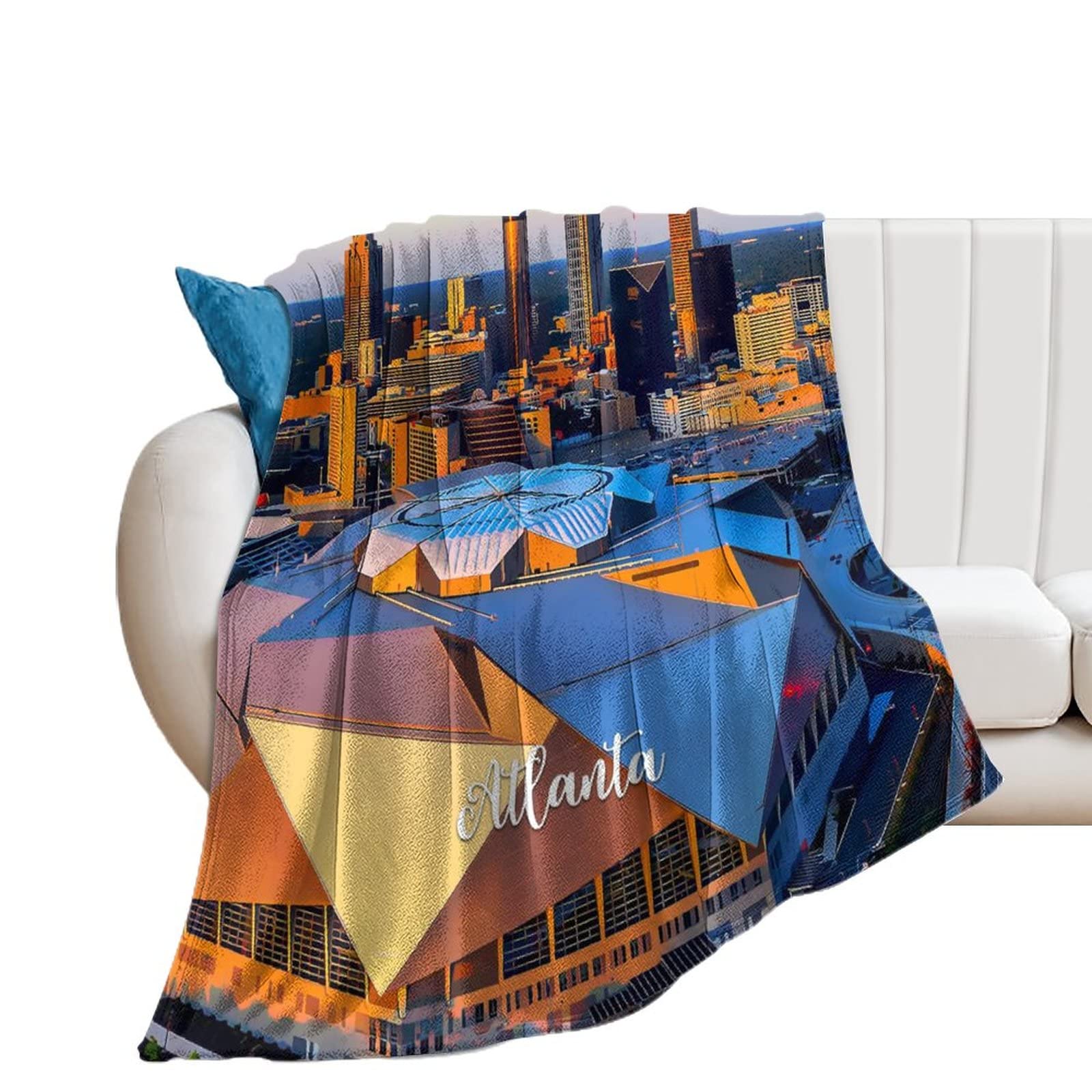 Plaid flanelle Atlanta motif paysage urbain pour vos soirées canapé