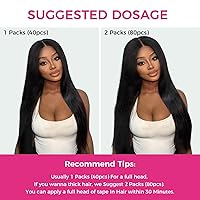 Vista 60 de Lashey Extensiones de Cabello Humano con Cinta Adhesiva Negro Natural 100% Remy Cabello Humano Liso Extensiones de Cabello con Cinta Largas de 24