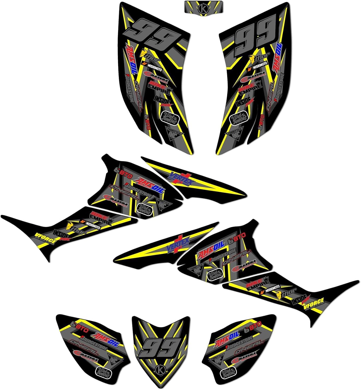 Graphics Kit for Honda TRX 90 (2006-2024) Vizion Series Yellow 21 Mil- ATV UTV Custom Racing Graphics Stickers Decals Kit, no-plastics