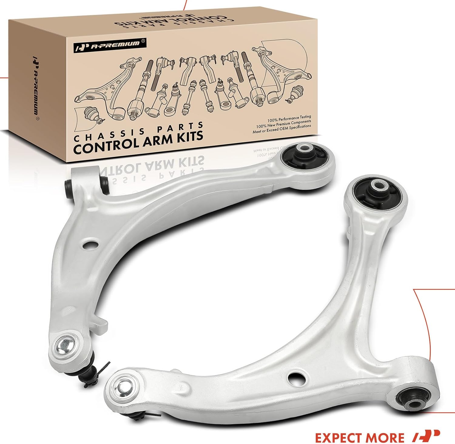 A-Premium 2 x Front Lower Control Arm, with Ball Joint & Bushing, Compatible with Honda Odyssey 2005-2010
