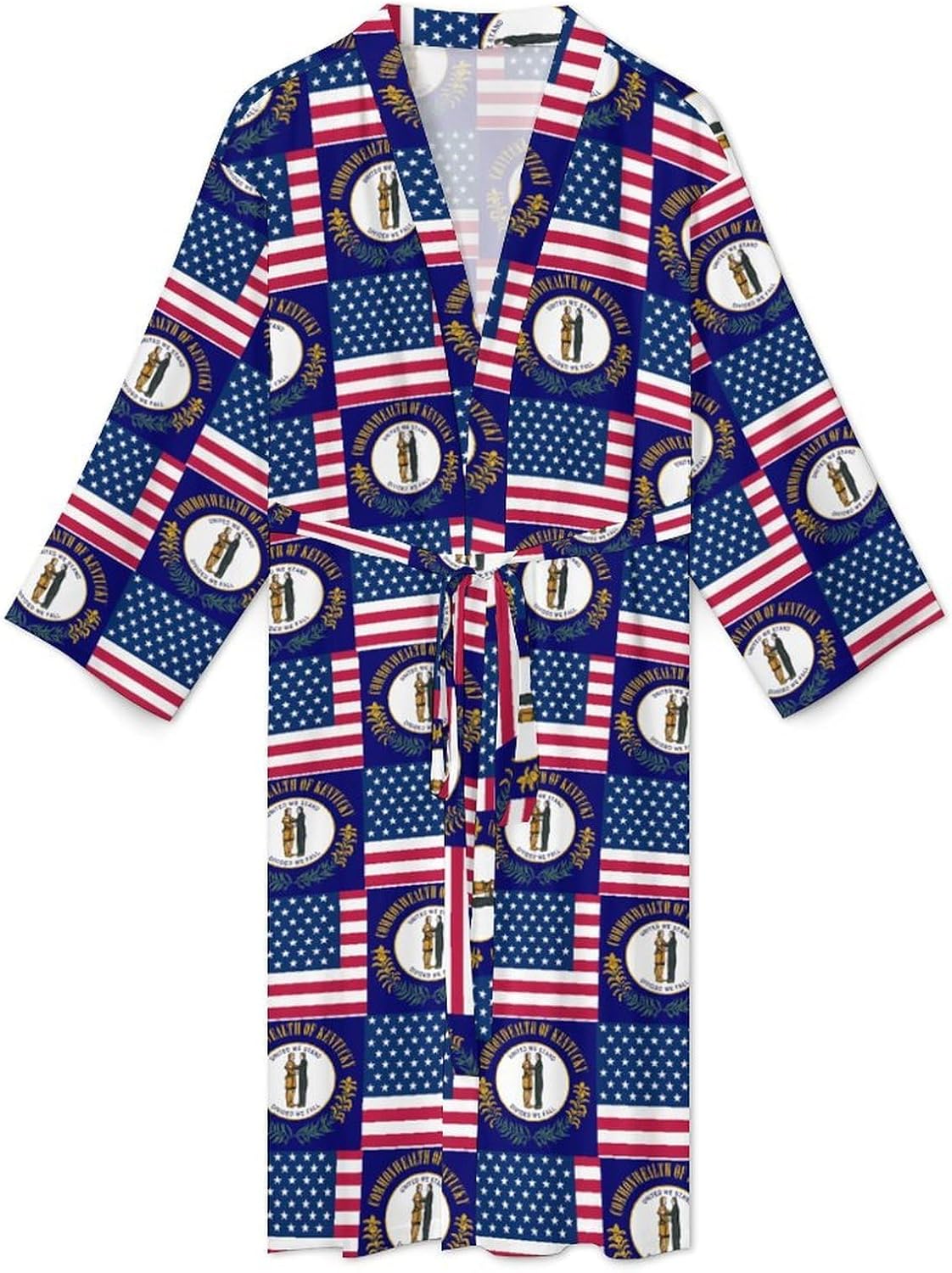 Flag of Usa And Kentucky Mens Robe Long Bathrobe for Women Bath Robes Lightweight Soft Printed Sleepwear