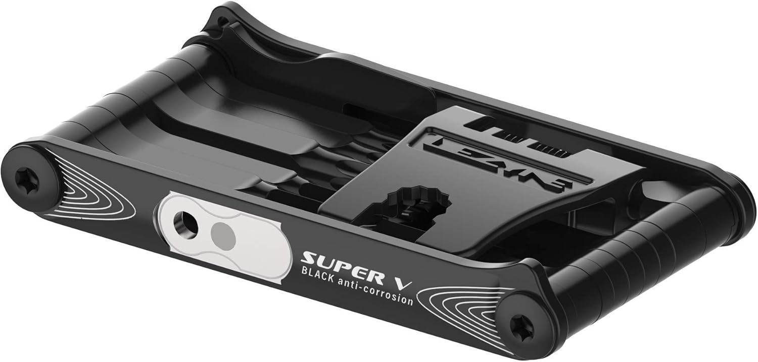 LEZYNE Super V-23 Bike Multi-Tool - Portable Compact 23 Multi Function Repair Tools for Road & Trail Cycling - Hex Keys, Torx, Spoke Wrench, Chain Breaker, Valve Core & Tubeless Tire Repair