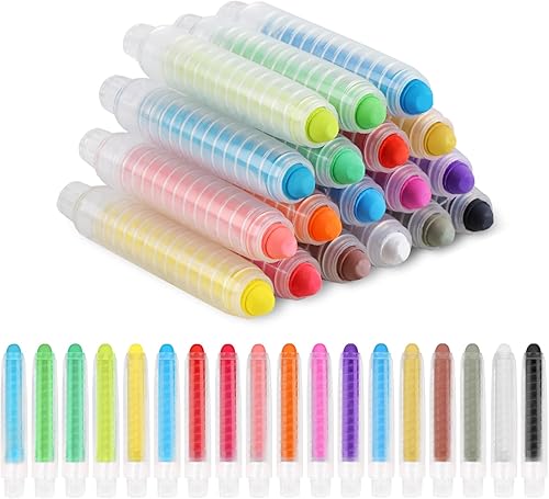 Phinus 18 piezas de tiza sin polvo para niños con funda para lápiz, tiza lavable de colores no tóxica para garabatear, dibujar, escribir