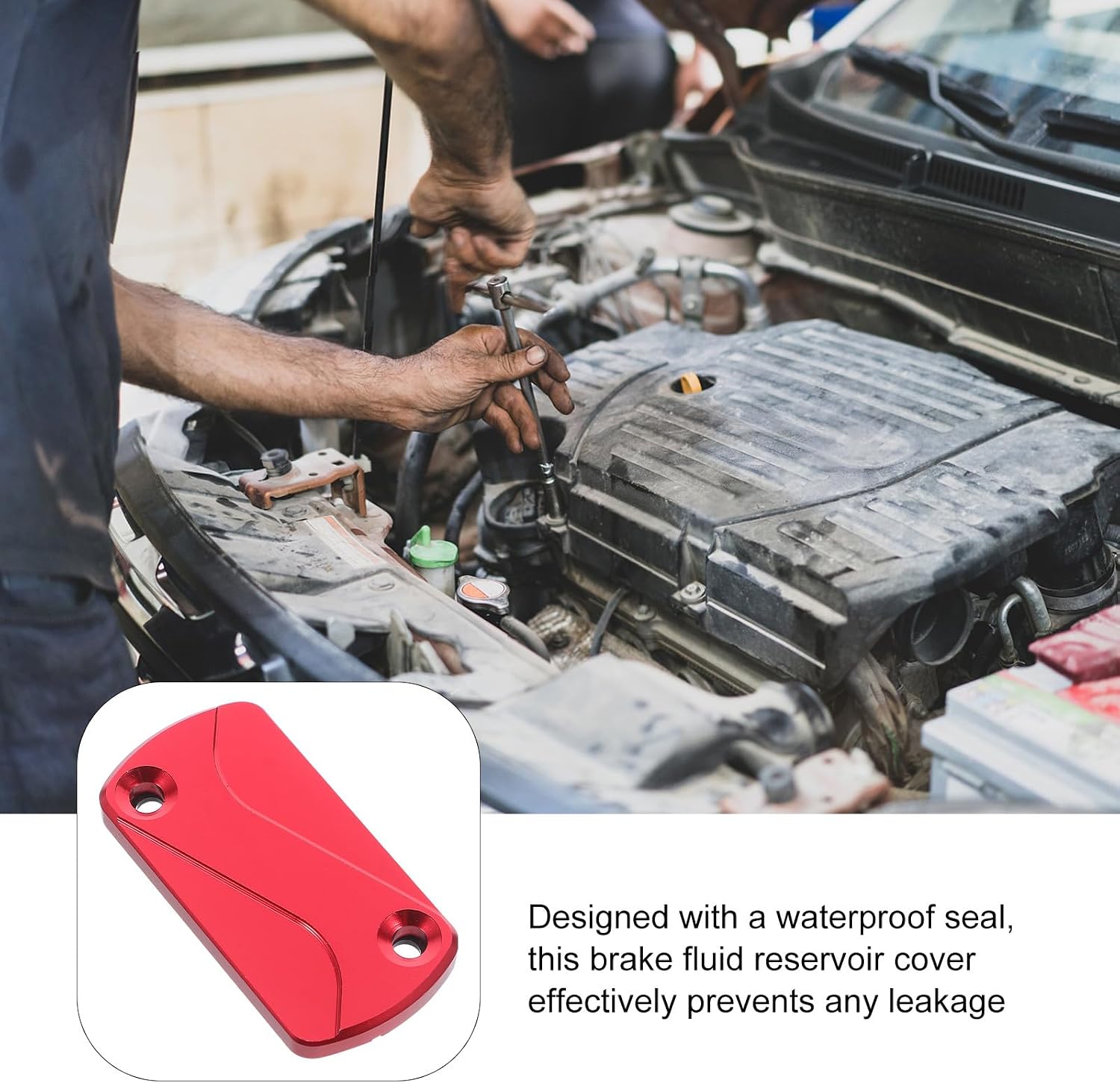 Kichvoe Front Brake Reservoir Cover: Waterproof Aluminum Alloy Replacement Brake Fluid Cap For Motorcycle Repairing And Modification
