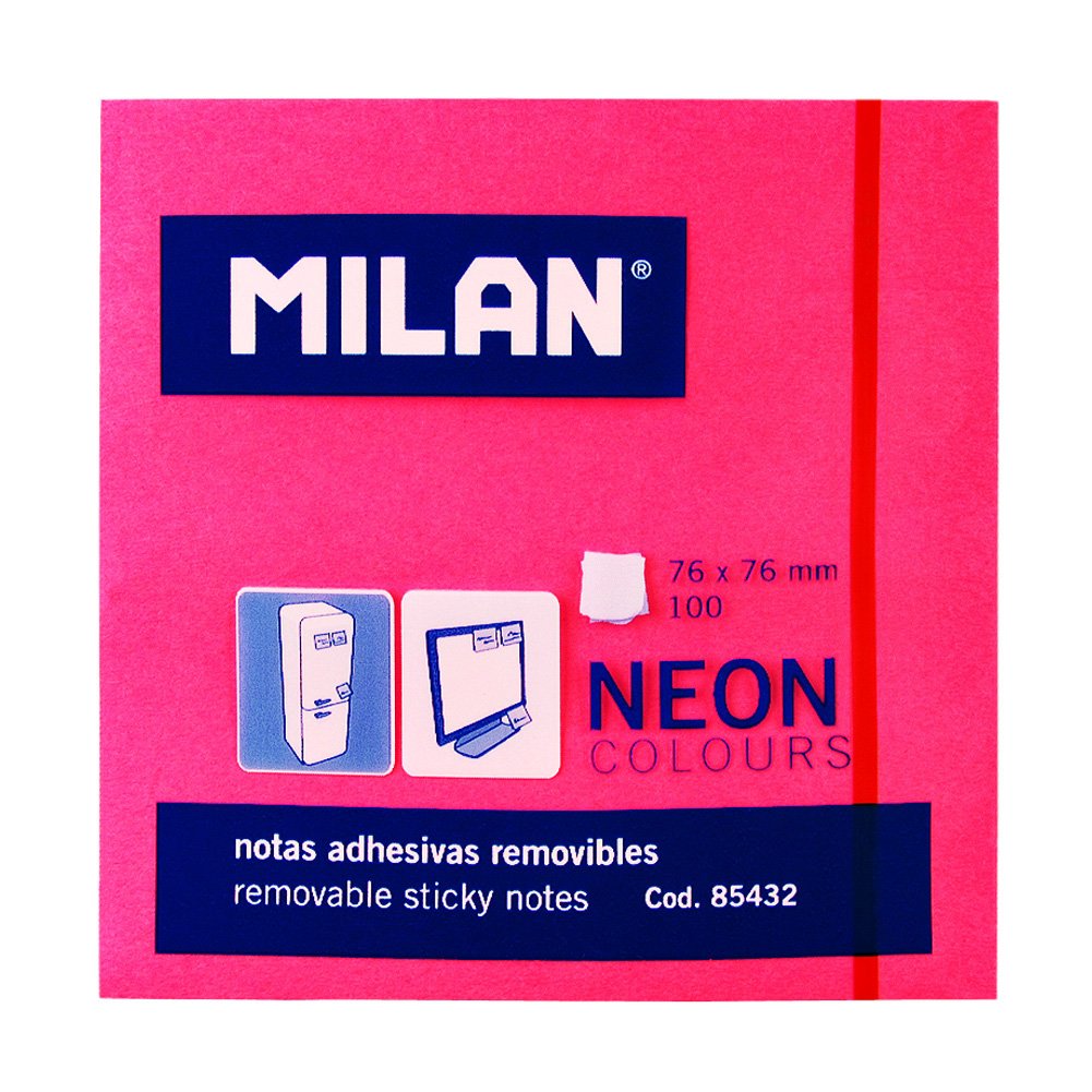 Amazon.co.jp: ミラン ネオンカラー付箋 7.6cm角 85432S ピンク