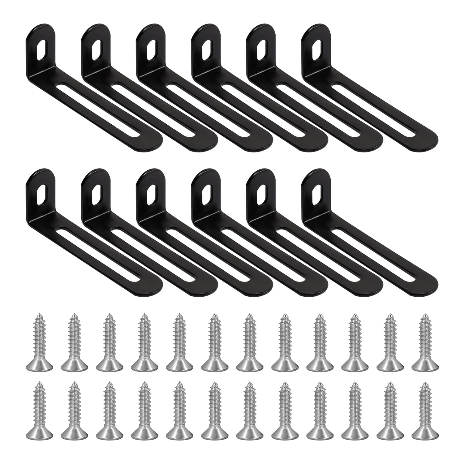 12-Piece Corner Connector With 24-Piece Screws, Shelf Bracket, Mounting Bracket, Adjustable Angle L-Shaped Corner Connector (Black)