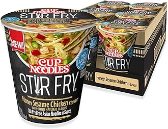 Cup Noodles Stir Fry Noodles in Sauce, Honey Sesame Chicken, 3.00 Ounce (Pack of 6)
