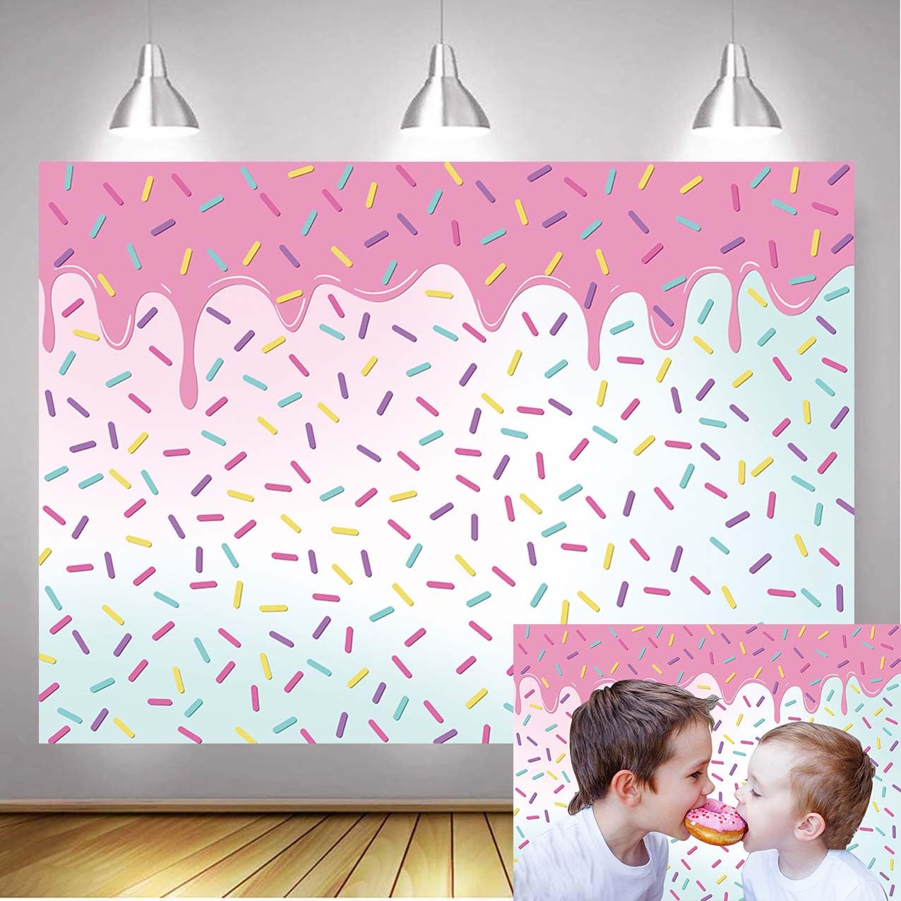 Rosa Donut-Bogenhintergrund – 1,2 X 2,2 M, Aus Spandex, Doppelseitig Bedruckt Für Geburtstagsfeiern