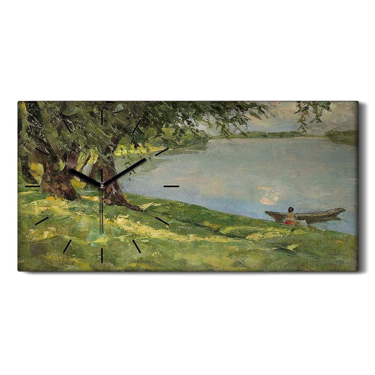 Horloge sur Toile Anti-Bruit Tableau Mur Moderne Salon Chambre 60x30cm Silencieux