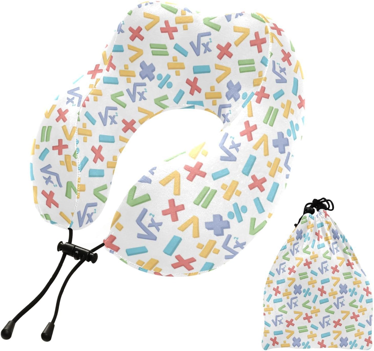 Wusikd Travel Pillow Math Memory Foam Colorful Neck Pillow
