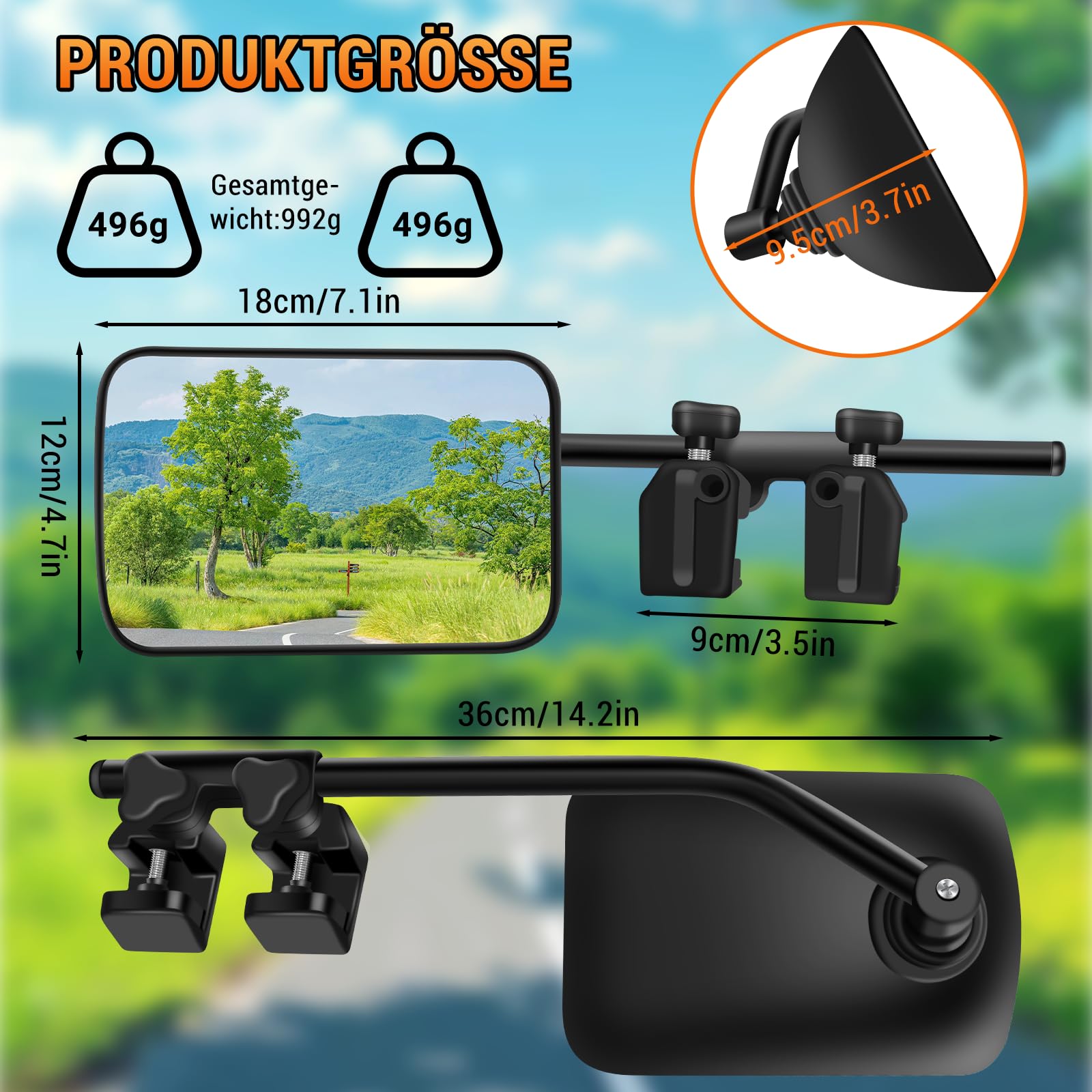 semai Lot de 2 rétroviseurs universels pour caravane - Réglable à 360 ° - Pour camping-cars et types de véhicules courants