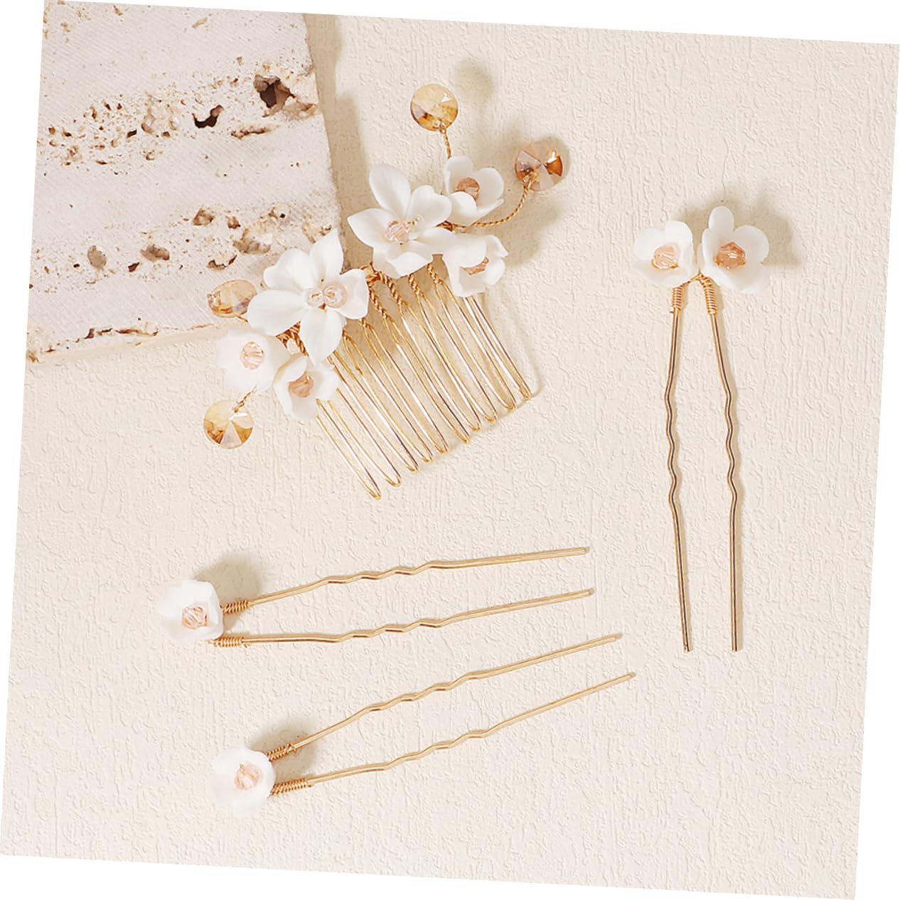 minkissy 16pezzi Pettine Da Sposa Con Fiori Accessori Eleganti Per Matrimonio e Cerimonie Di Accessori Per U-shaped Per Donne e Ragazze