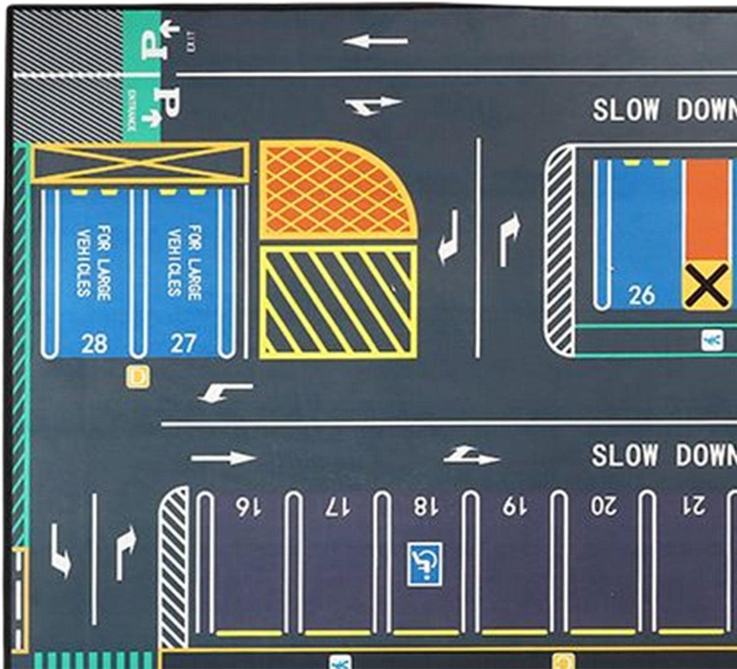 Vaveren 1/32 Scale Parking Mat City Road Traffic Street Play Mat Diecast Car Garage Non Slip Traffic Play Mat for Vehicle Scene Toy, Style C