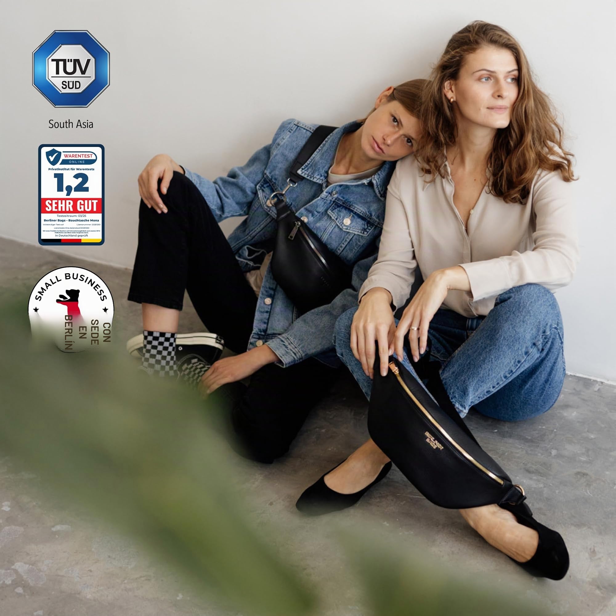 Berliner Bags Mona XL Riñonera y Bolso Bandolera de Piel Auténtica Unisex, con Cremallera YKK, Correa Ajustable y Diseño Compacto para Viajes y Uso Diario – Negro