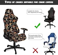 Vista 7 de Funda para silla de jugador de hongos, funda para silla de computadora, 4 piezas, con cremallera, con reposabrazos, para estudio en casa, helechos