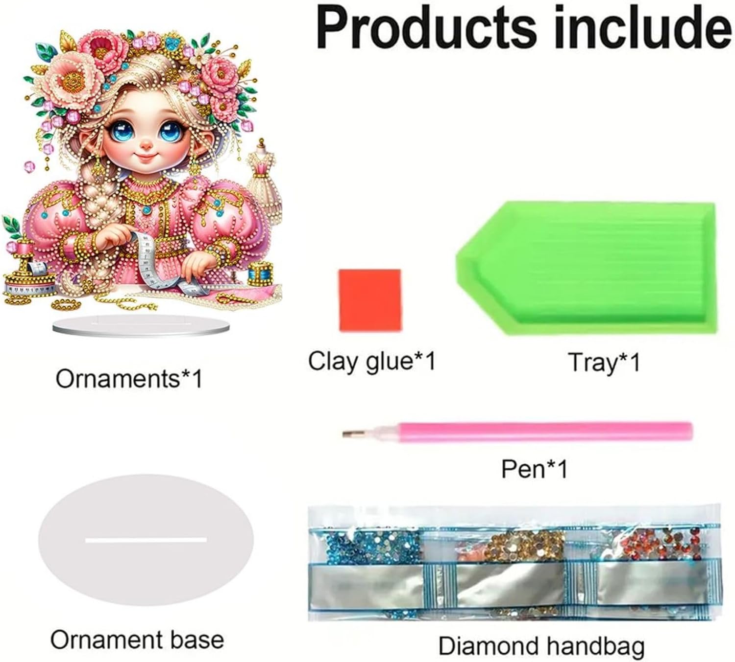 6Pcs DIY Diamond Desktop Ornament Autumn Special Shaped Crystal Diamond Art Painting Double Sided Pattern Single Sided Diamond Tabletop Ornaments Home Decor-Sewing Girl