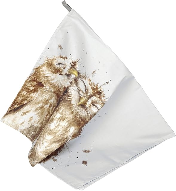 Portmeirion Home & Gifts Wrendale Tea Towel (Owl), Cotton, Multi-Color, 74 x 45 x 0.5 cm