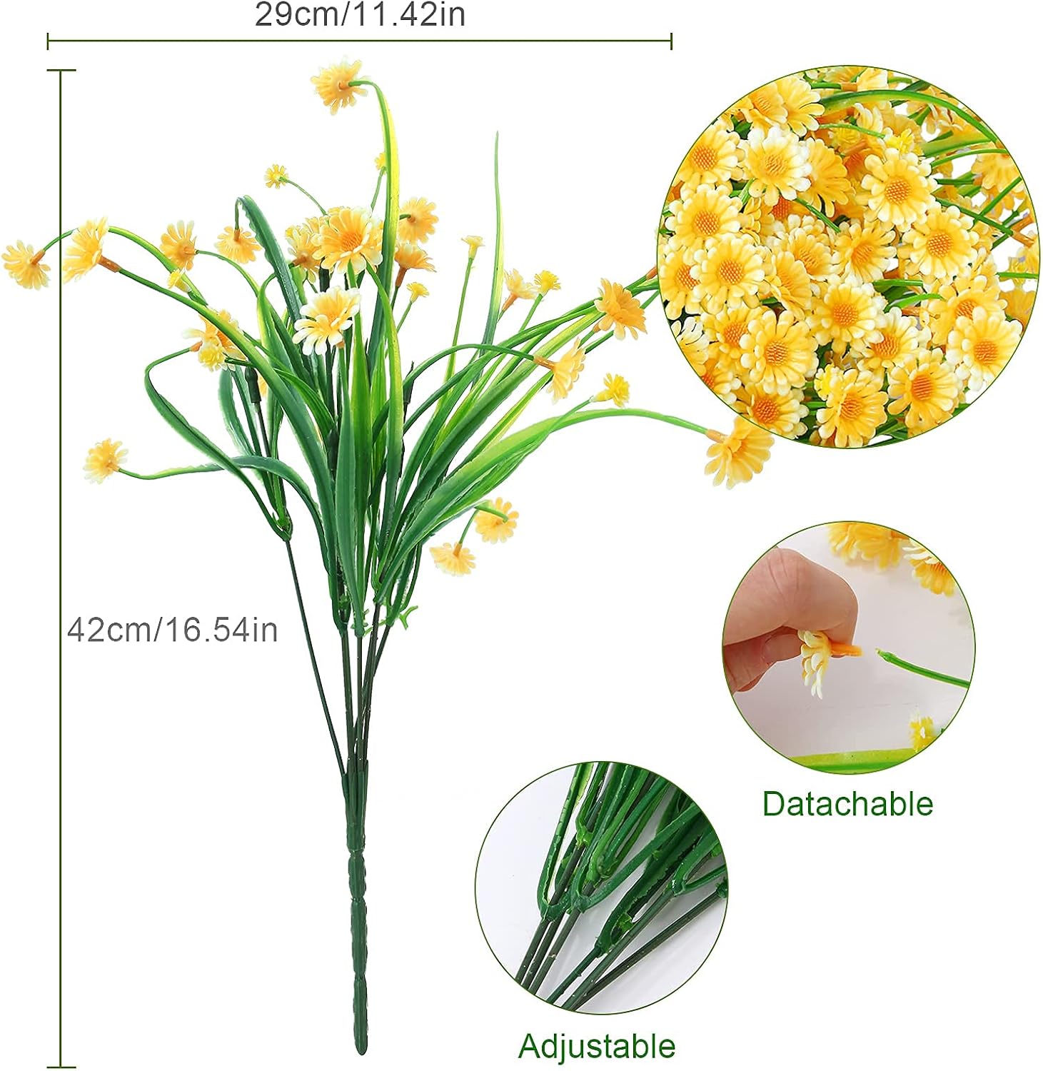 Momkids 6 Pcs Fake Fall Flowers Outdoor Artificial Plants UV Resistant Faux Daisies Greenery Shrubs Plant Hanging Flower Planter for Home Garden Patio Balcony Porch Window Box Decoration (Yellow) : Home & Kitchen