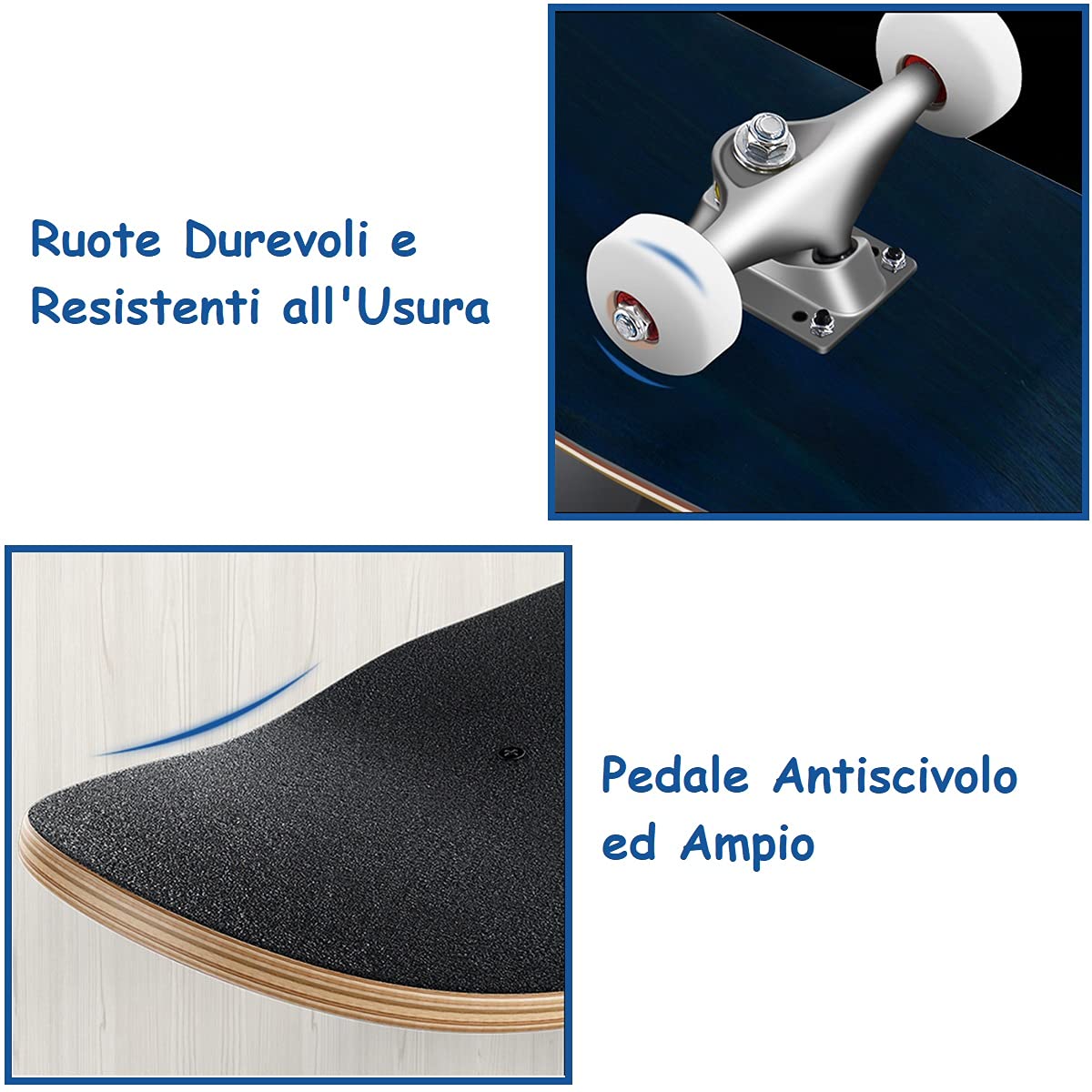 GYMAX Skateboard Legno Principianti, Tavola in 7 Strati Acero, Staffa Lega Alluminio, PU Ruote, Double Kick Standard 79x20 cm, Superficie Antiscivolo, Longboard per Bambini/Adolescenti/Adulti, Nero