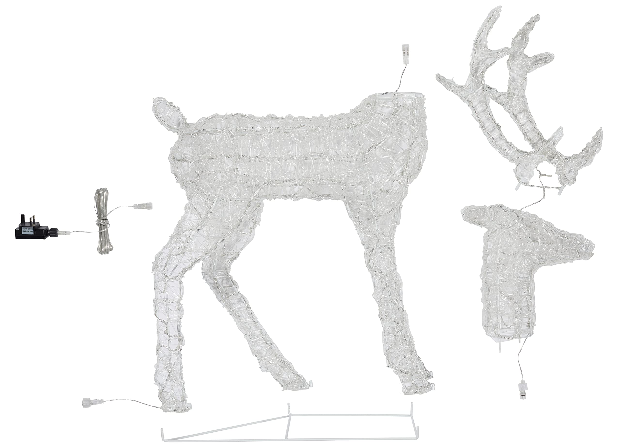 Lights4fun Cerf de Noël Renne Lumineux en Acrylique de 1,2 m avec 240 LED Blanc Décoration Lumineuse pour Intérieur Jardin Extérieur
