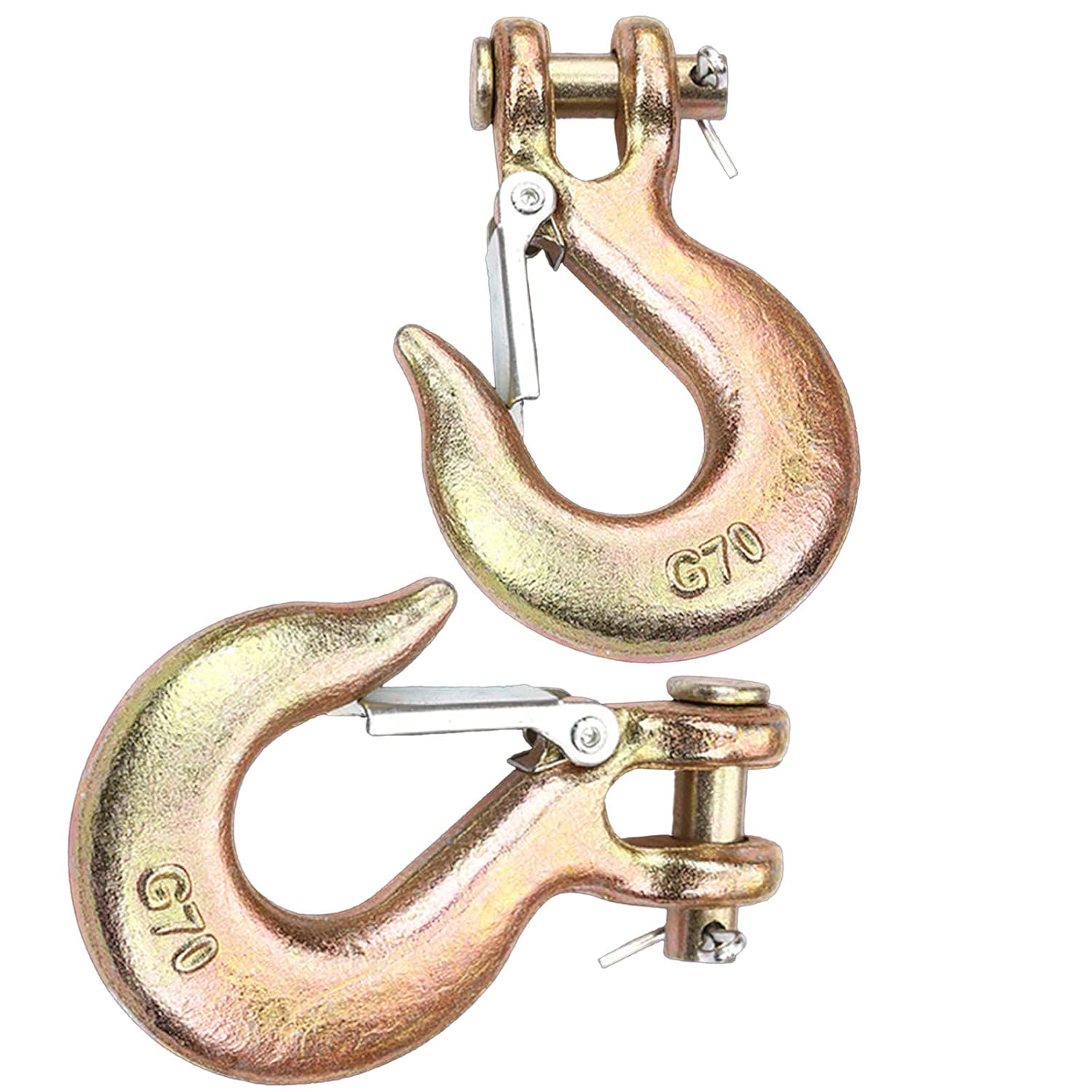 6Pack Clevis Slip Hook, 3/8 Inch Safety Latch, Heavy Duty Forged G70 Chain Hook for Truck Trailer Winch Transport Tow Safety Latch,18,000 Lb Capacity
