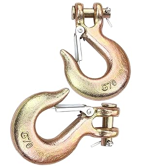 2Pack 3/8 Inch Clevis Slip Hook, Heavy Duty Forged G70 Hook with Safety Latch for Truck Trailer Transport Tow Chain Hook-18000 lbs