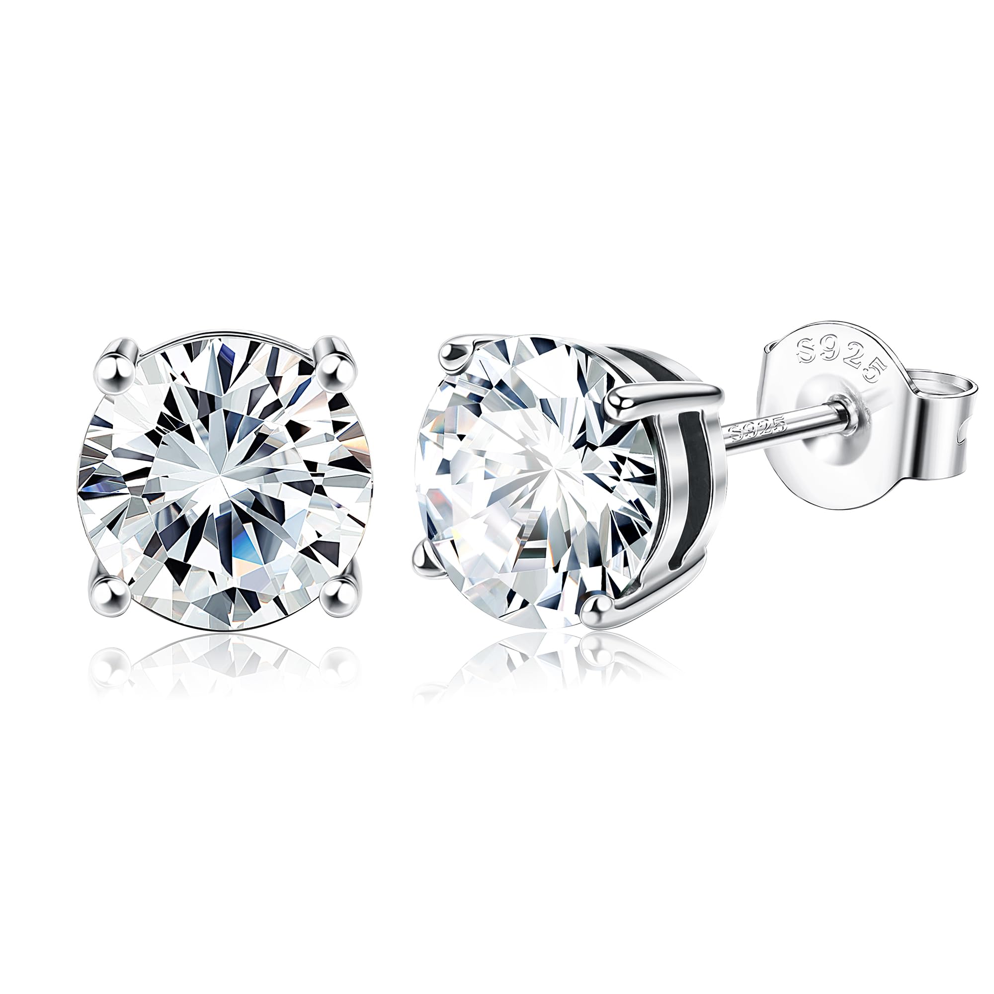 ORAZIO Aretes de Plata Esterlina Para Mujeres y Hombres Round Aretes Redondos con Halo de Diamantes de Imitación Square Aretes de Corchete con Circonitas Cúbicas en Forma de Corazón Cuadrado