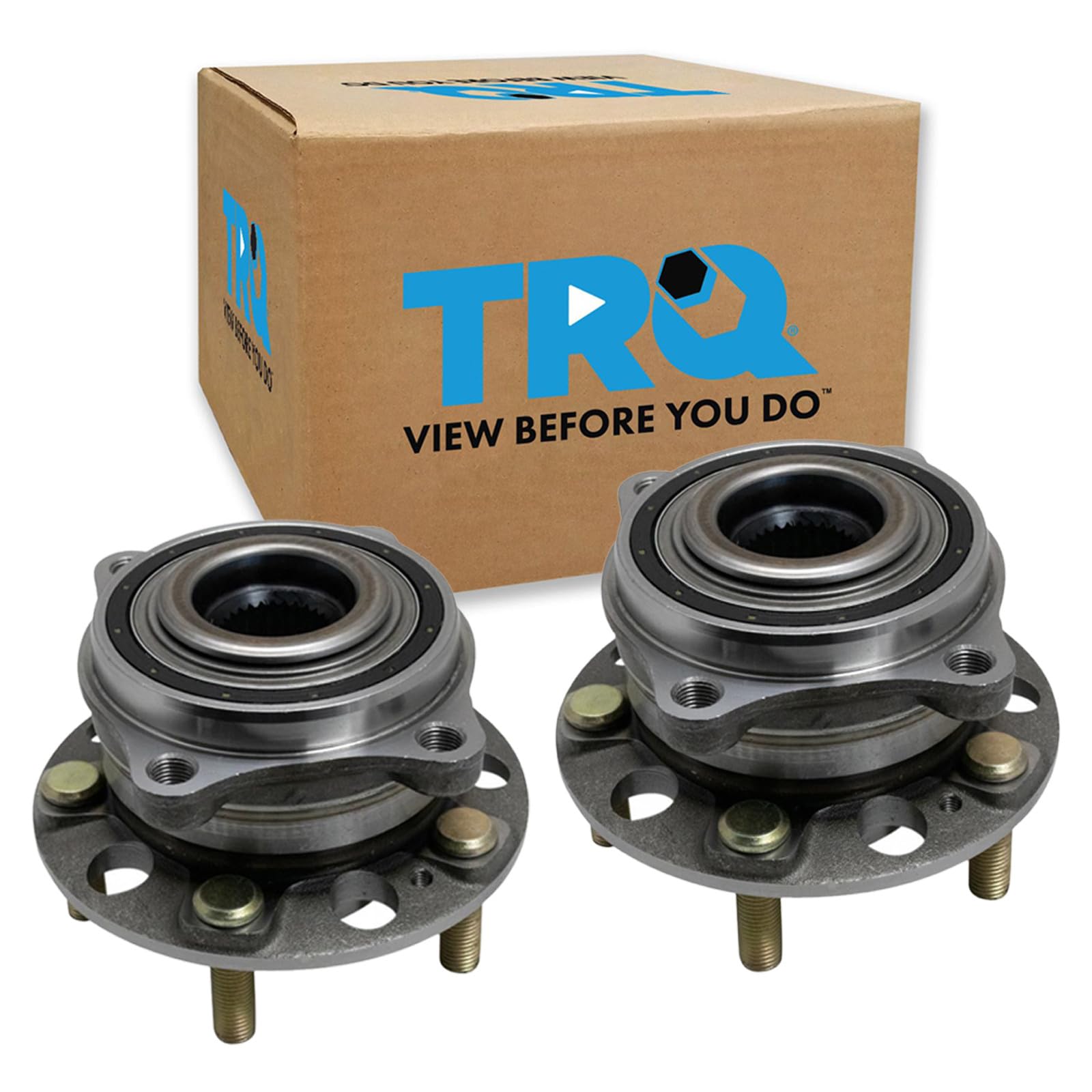 TRQ 2 Piece Rear Wheel Bearing &amp; Hub Assembly Set with ABS Sensor