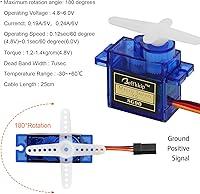 Vista 7 de 10 unidades de micro servos SG90 de 0.317 oz para control remoto de robot, helicóptero, avión, auto, barco