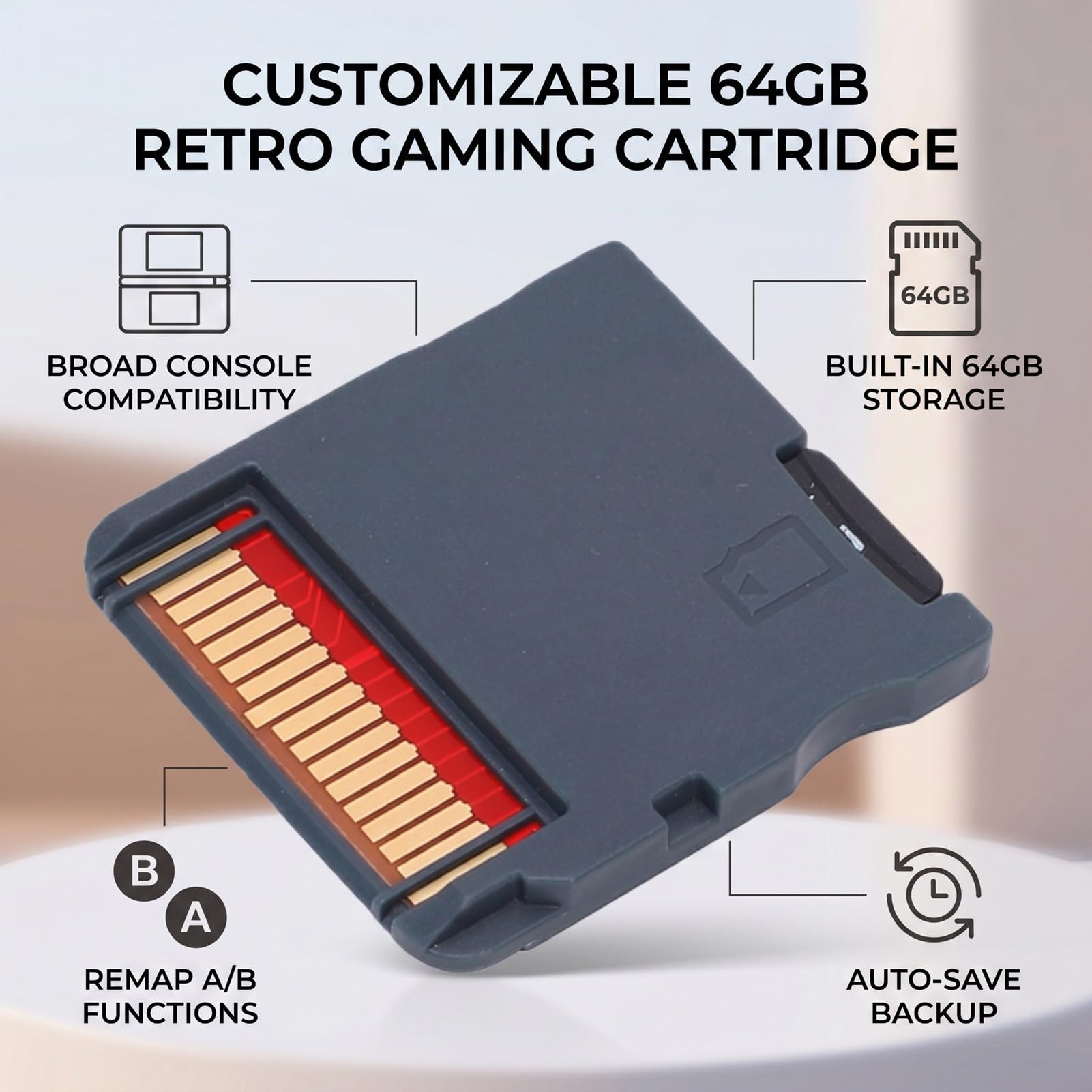 Fabater Scheda Flash per Videogiochi per Console NDSS 2DS 3DS Videogioco Personalizzabile, Scheda di Memoria Flash con Memoria Integrata da 64 GB (BLACK)