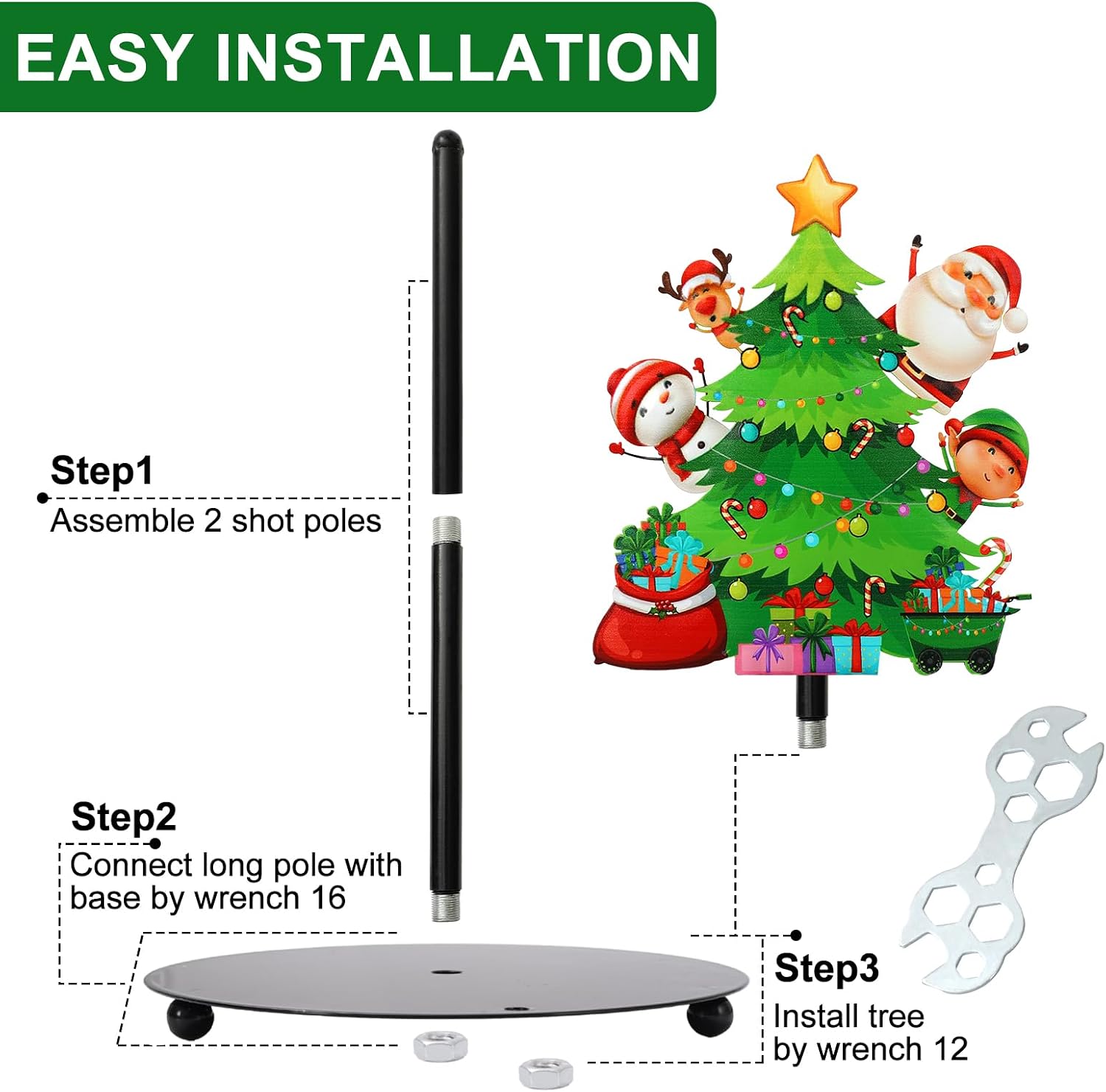 JarThenaAMCS Christmas Paper Towel Holder Xmas Tree Snowman Santa Claus Reindeer Kitchen Decor Accessories Large Metal Towel Holder Stand for Home Bathroom Countertop image 3