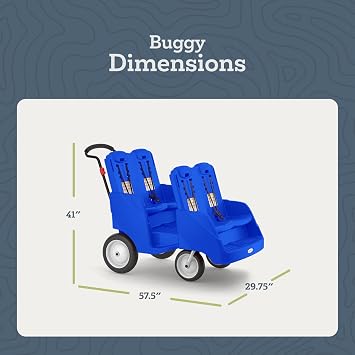 Gaggle Parade 4 Passenger Daycare Buggy Stroller, Blue | Commercial quad buggy built with durable frame, 5-point harnesses, and a narrow design that fits standard doorways.