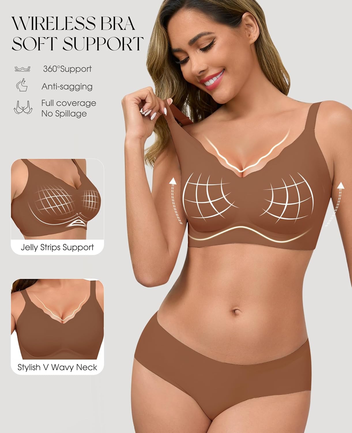 Wireless Bras for Women No Underwire Seamless Push Up Full Coverage Everyday Bra Comfortable Supportive Tshirt Bralette - Image 2