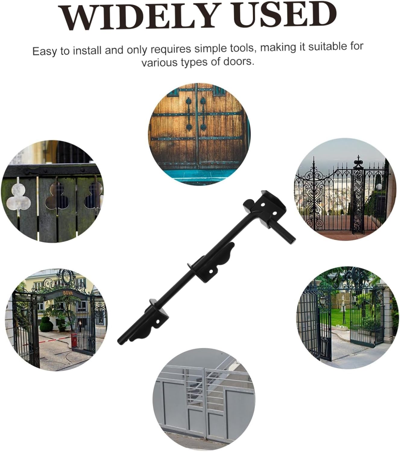 12-Inch Heavy Duty Cane Bolt Latch for Wooden Fences and Gates Black Ground Drop Rod with Screws Outdoor Gate Hardware for Enhanced Security