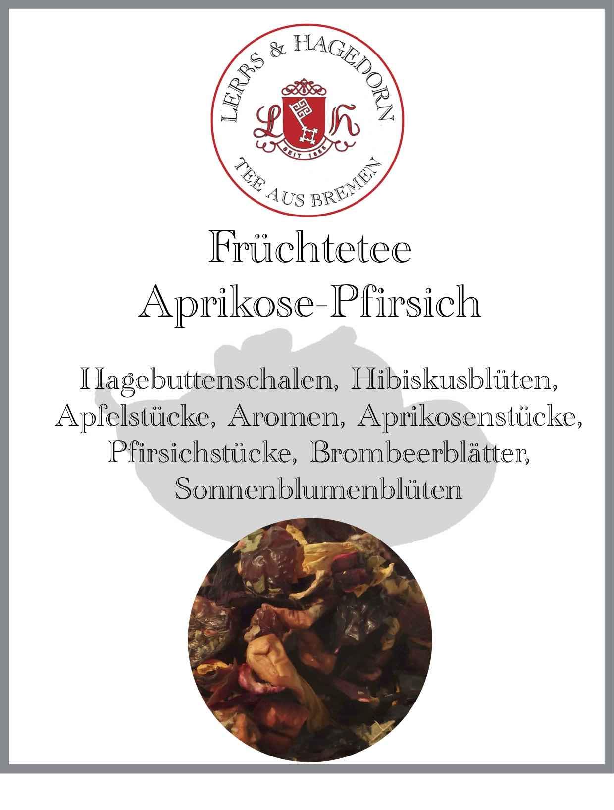 Lerbs & Hagedorn, Früchte Tee Aprikose Pfirsich | Aprikosen Geschmäck 1.5kg (ca. 122 Liter) Hagebuttenschalen, Hibiskusblüten, Apfelstücke, Aprikosenstücke