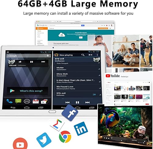 Miniatura 12 de Tablet Android 13 2025, tableta 2 en 1 de 10.1 pulgadas, tabletas celulares 4G con teclado, 64 GB de ROM + 4 GB de RAM, procesador Octa-Core, 2