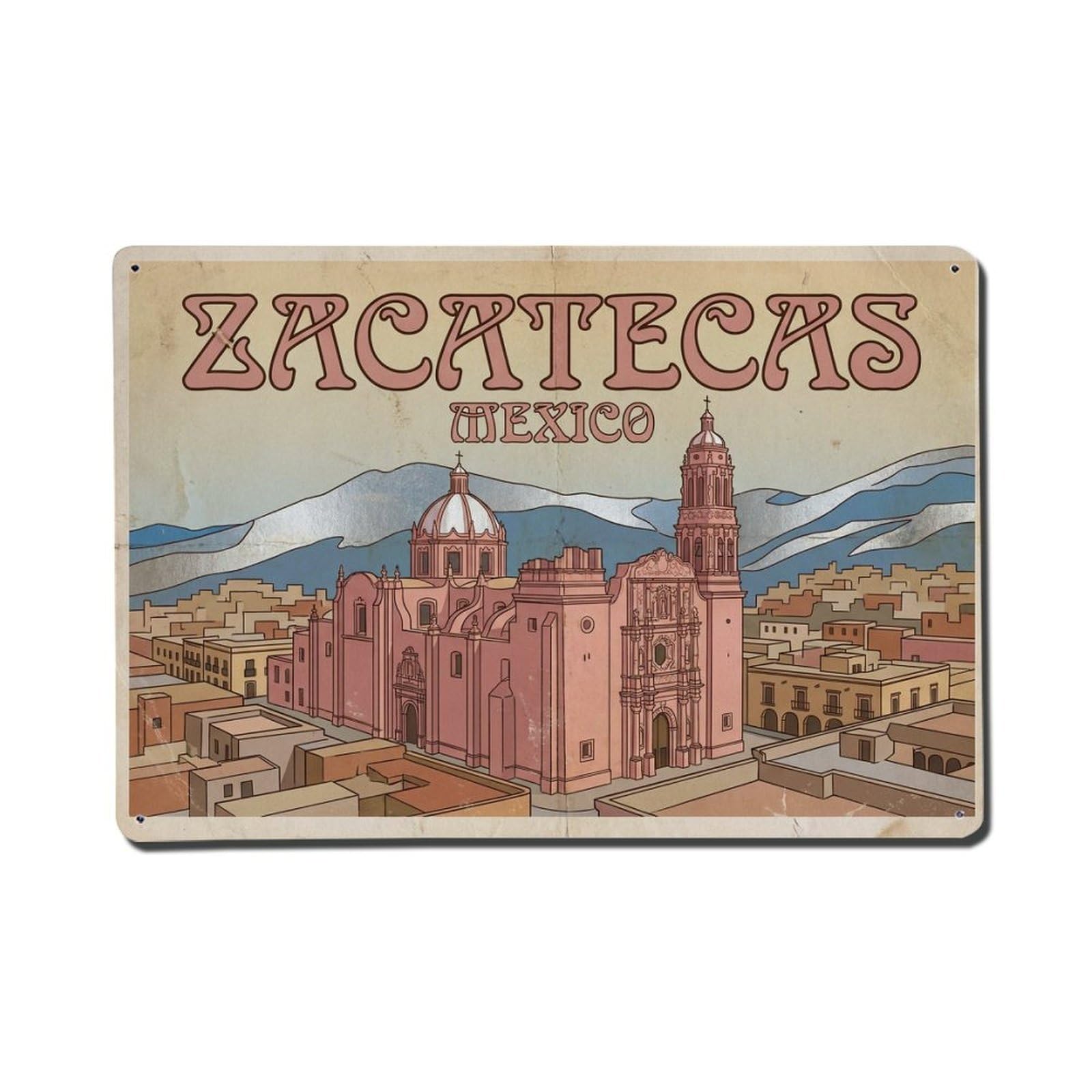 Xanthor Style Retro Travel Mexico Zacatecas Metal Tin Sign