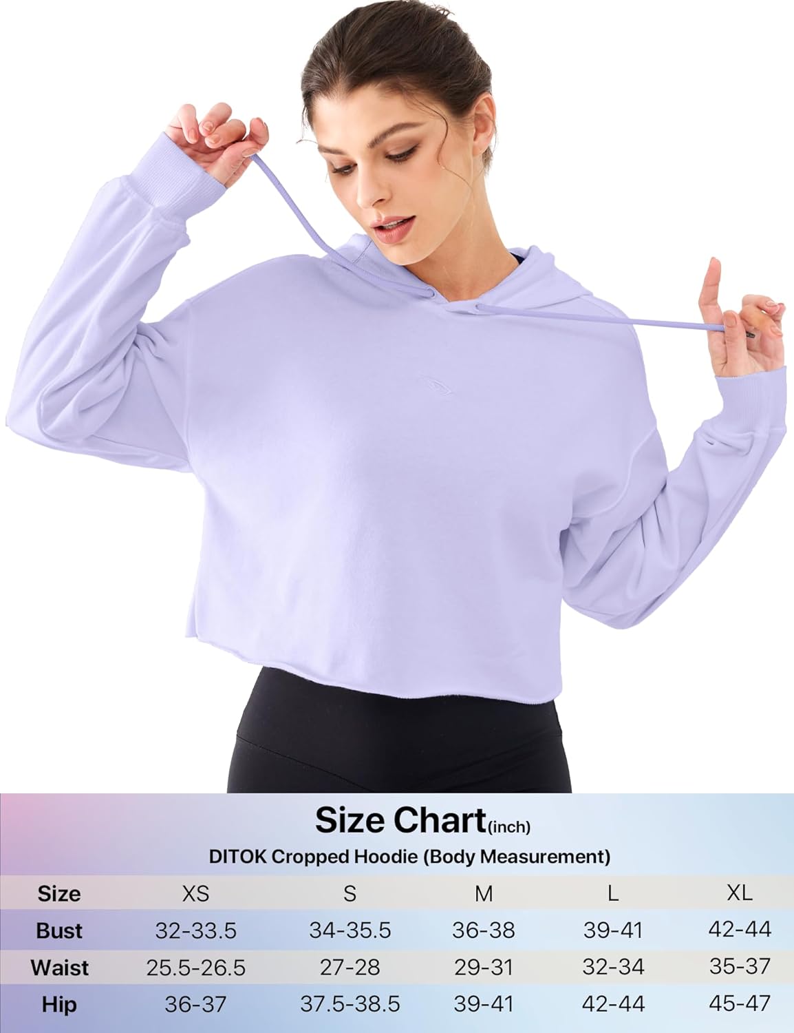 DITOK Womens Cropped Hoodie Sweatshirt Oversize Long Sleeve Loose Hoodies Ladies Drop Shoulder Pullover Casual Athletic - Image 4