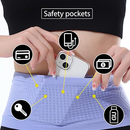 Miniatura 4 de Cinturón delgado para correr, cinturón para correr para hombres y mujeres, cinturón de cintura de viaje para dinero y pasaporte, Púrpura, XS