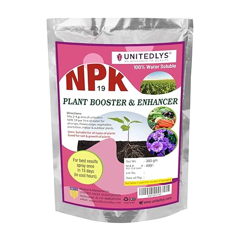 Unitedlys NPK 19 Plant Booster & Enhancer | Complete Plant Food NPK Plant Booster for Growth Boost And Maximum Production | Ideal For Home, Garden & Outdoor Plant Care - 380 Grams