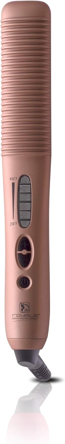 Royale Luxury Ceramic Hair Straightener Brush - Genius Heating Element, Ionic Technology (Rose Gold)