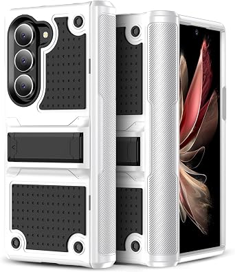 for Galaxy Z Fold 6 Case, Shockproof 2 in 1 Silicone Rubber with Hard PC Rugged Full Body Protection Phone Cover for Galaxy Z Fold 6, Black/WhiteYZ-98